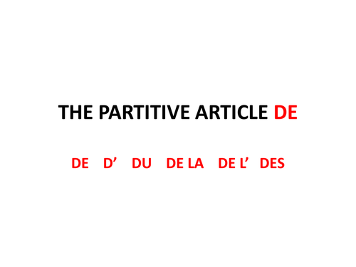 The partitive article in French