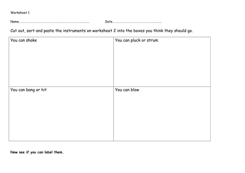 Sounds of instruments, sorting & labeling