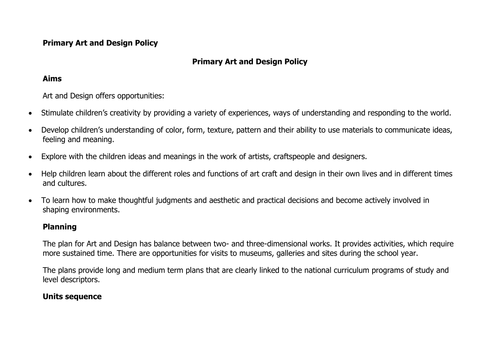 Primary Art and Design Policy