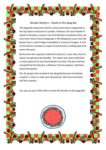 Death at the Spag Bol - a murder mystery