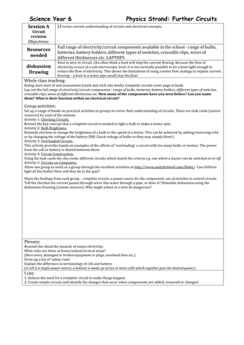 Circuits: Year 6 - lesson plans & resources