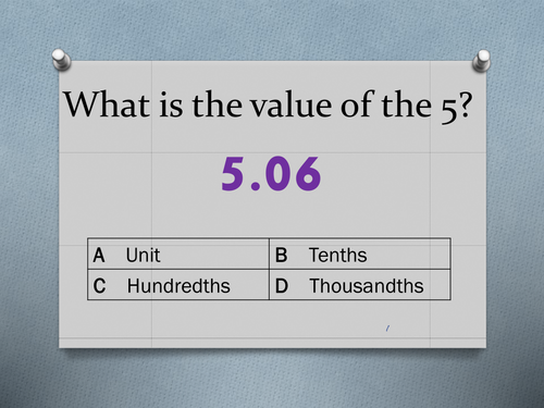Place Value Decimals PPT Starter or Plenary