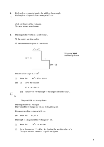 Forming Quadratics