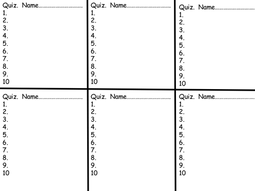 Form tutor Quiz 7