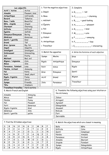 adjectives - wordbuilder