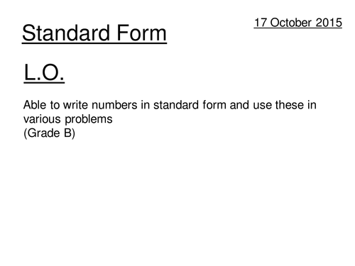 Intro to Standard Form