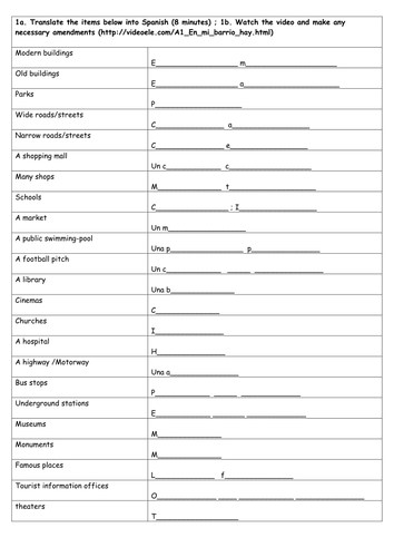 KS3 Spanish - My neighborhood (video)