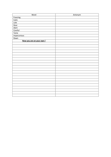 ANTONYMS -OPPOSITES -WORD WORK