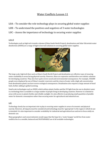 KS5 Water Conflicts Lesson 11
