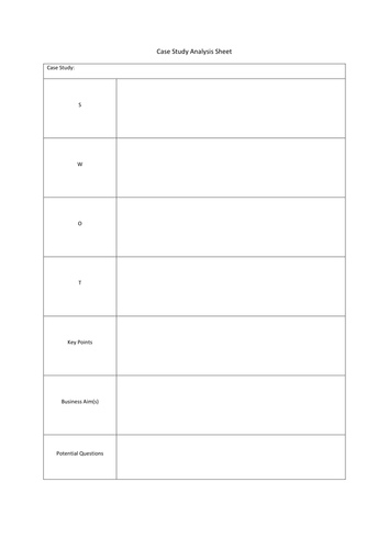 literature case study sheets