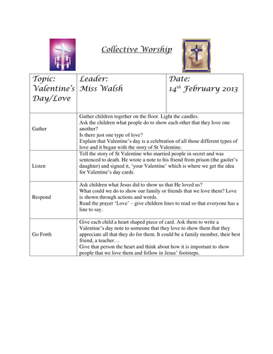 Collective Worship Plans