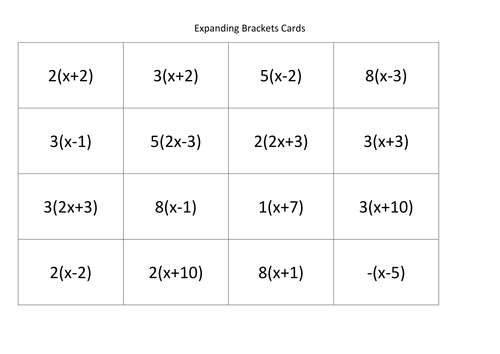 Expanding Brackets Card Sort and Flipchart