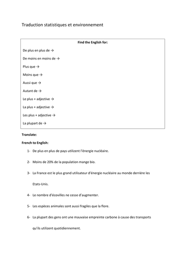 Translation Of Statistic And Energy Vocab Teaching Resources