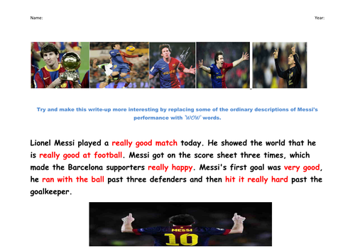 creative writing through football