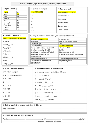 Yr7 - revision of basics  (homework / cover)