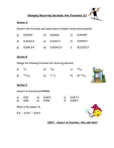 Changing Recurring Decimals into Fractions