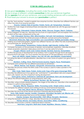 OCR 21C B4-B6 6 mark questions