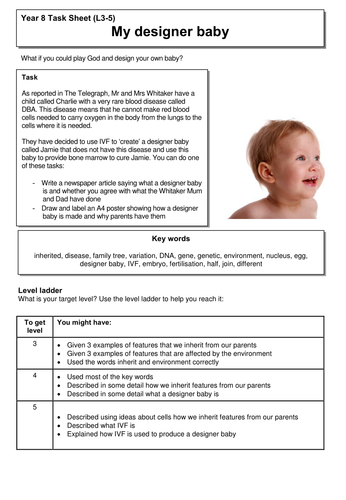 Designer baby and inheritance level assessed task