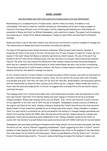 AQA Lit. - Poetry&Play comparison model answer