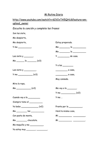 Mi Rutina Diaria / Daily Routine Song | Teaching Resources