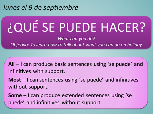 Spanish: Holiday Activities - Se puede