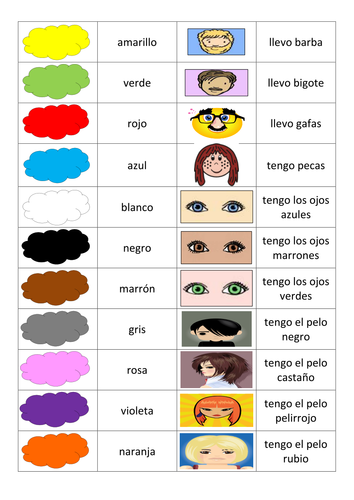 KS3 Spanish: Descriptions Vocabulary Cards | Teaching Resources