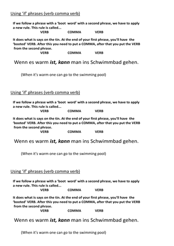 Man kann + town activities (subordination, wenn)