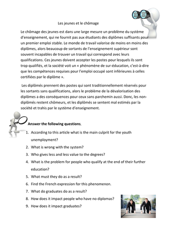 les jeunes et le chomage