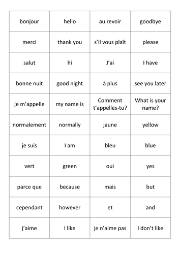 KS3 French BANG Game