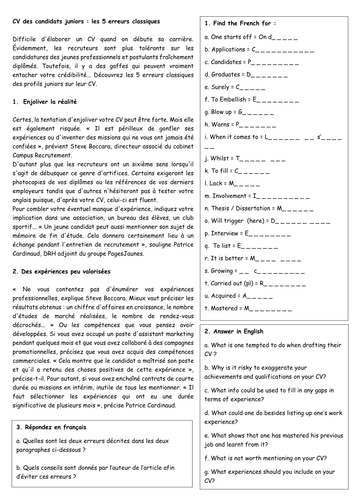 16+ - Typical errors in young applicants' CVs
