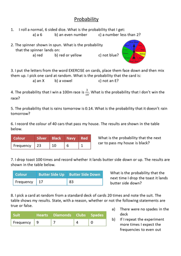 Probability Level 5 worksheet
