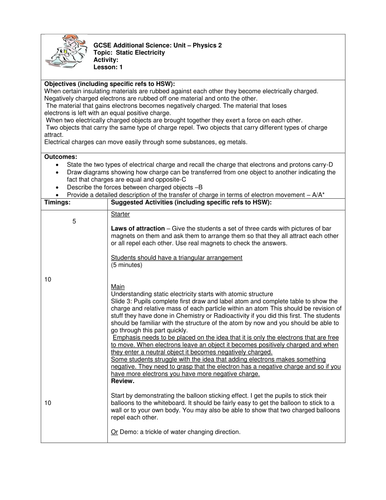 assignment on static electricity