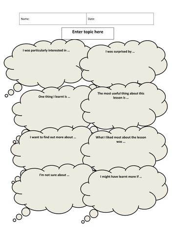 Learning Log: Blank Template | Teaching Resources