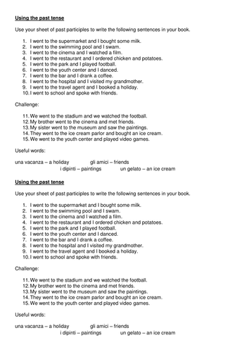 Passato prossimo - il fine settimana