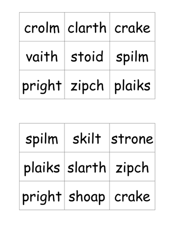 Alien bingo practice for y1 phonics screening