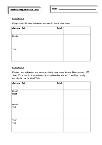 Relative Frequency Worksheet by andytodd - Teaching Resources - TES