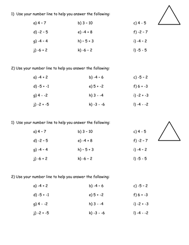 differentiated negative number worksheets teaching resources