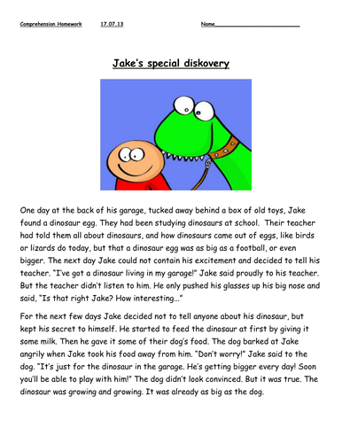 Dinosaur story comprehension