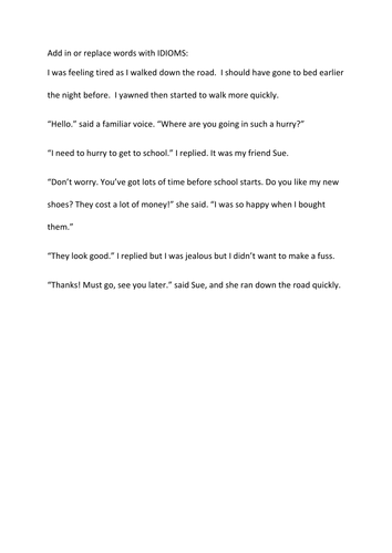 Add in idioms - KS2 English language activity