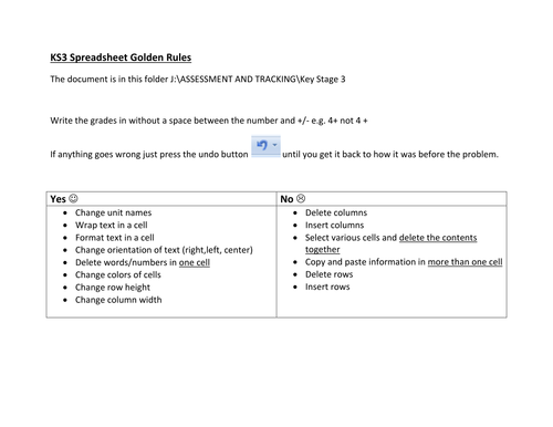 KS3 tracking spreadsheets