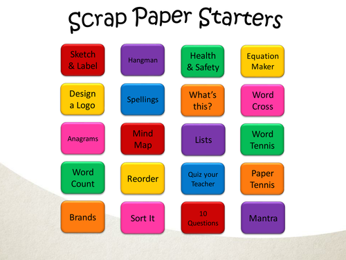Scrap Paper/Mini Whiteboard Starters