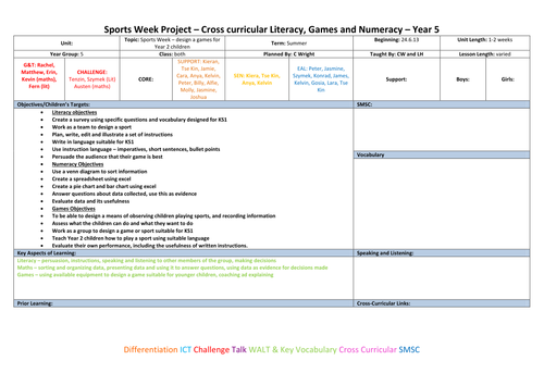Sports Week project: Data handling and literacy