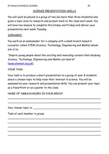 End of term Presentation Lessons: Science