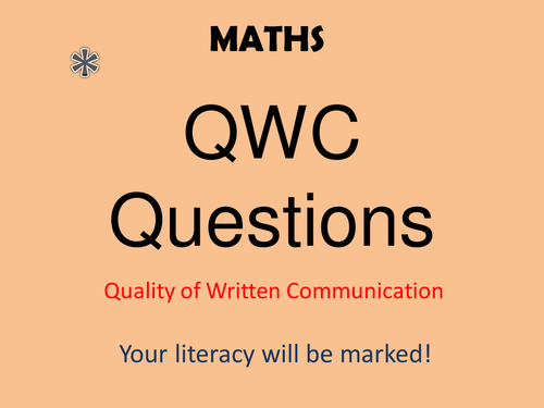 How to approach a math QWC Question GCSE *