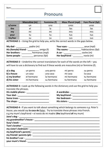 French: Pronouns and Articles