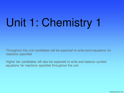 AQA GCSE CHEMISTRY OBJECTIVES