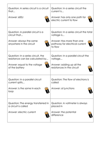 Circuits loop game-AQA Additional physics