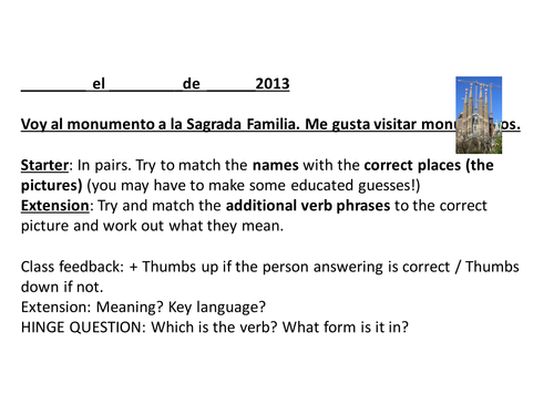 The city - Barcelona; KS3 Spanish