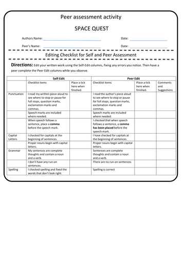 Edit written work, peer assessment activity