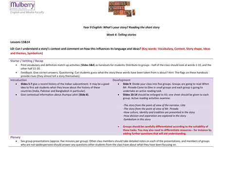 Exploring the Short Story: Week 4